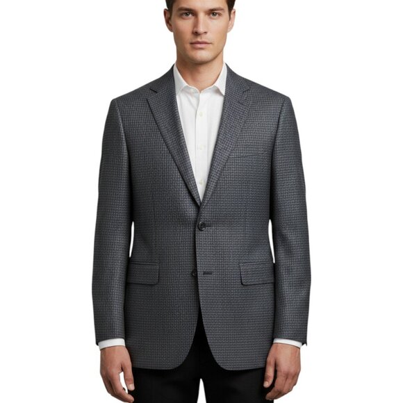 JoS. A. Bank Mens Blazer 1905 Micro Check Blue Gray Wool Traditional Fit Sz 40R - Picture 2 of 15